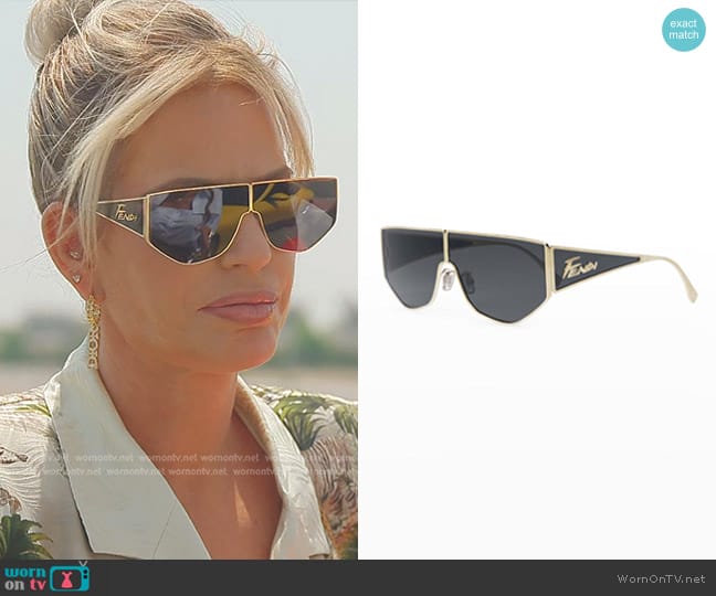 Fendi Disco FE Shield Sunglasses worn by Caroline Stanbury (Caroline Stanbury) on The Real Housewives of Dubai