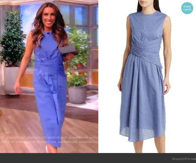 Frame Ruched Sleeveless Cotton Midi Dress worn by Alyssa Farah Griffin on The View