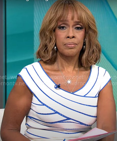Gayle King's blue and white striped top on CBS This Morning