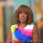 Gayle King’s watercolor print sheath dress on CBS Mornings