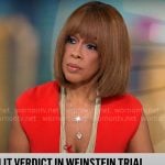 Gayle King’s red v-neck sheath dress on CBS Mornings