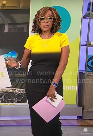 Gayle King's black and yellow dress on CBS Mornings