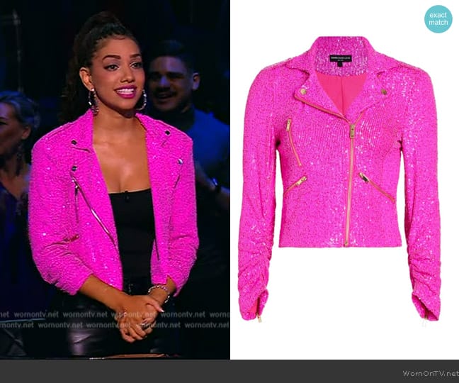 Generation Love Whitney Sequined Moto Jacket worn by Corinne Foxx on Beat Shazam