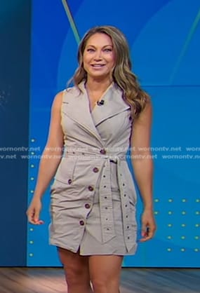 Ginger’s beige sleeveless safari dress on Good Morning America