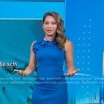 Ginger’s blue ruffle neckline sleeveless dress on Good Morning America