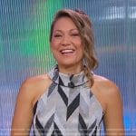 Ginger’s metallic geometric halter top on Good Morning America