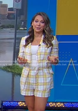 Ginger's yellow plaid blazer and shorts on Good Morning America