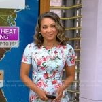 Ginger’s blue floral short sleeve dress on Good Morning America