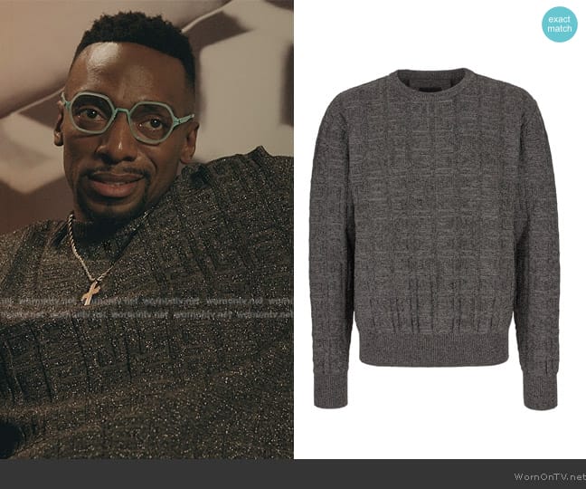 Pastor Ezekiel’s gray monogram sweater on The Chi