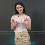 Gracie Abrams’s beige cardigan and embellished skirt on Today