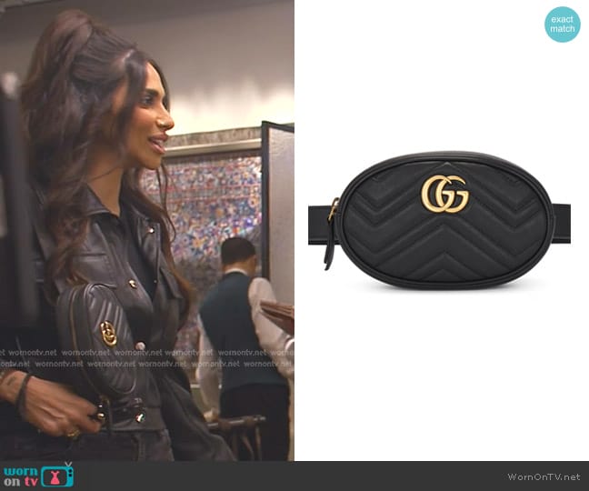 Gucci Marmont Leather Waist Bag worn by Sara Al Madani (Sara Al Madani) on The Real Housewives of Dubai