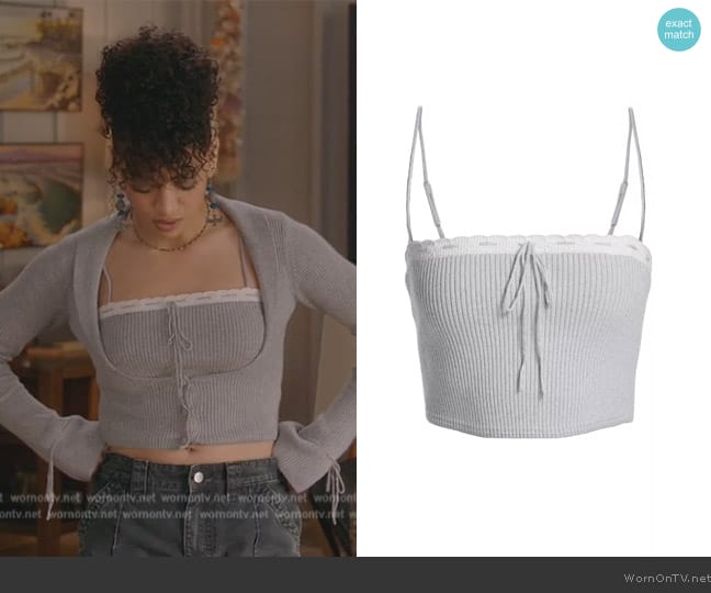 Guizio Cielo Rib-Knit Crop Top worn by Olivia Baker (Samantha Logan) on All American