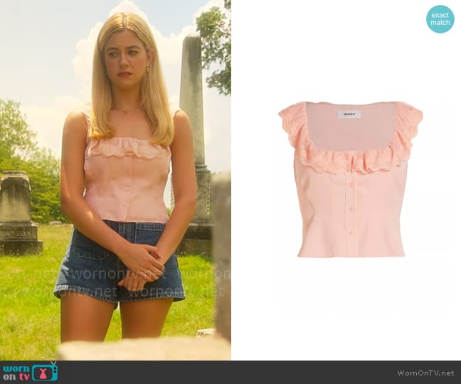 Guizio Paloma Top in Blush worn by Kelly Beasley (Mallory Bechtel) on Pretty Little Liars Original Sin