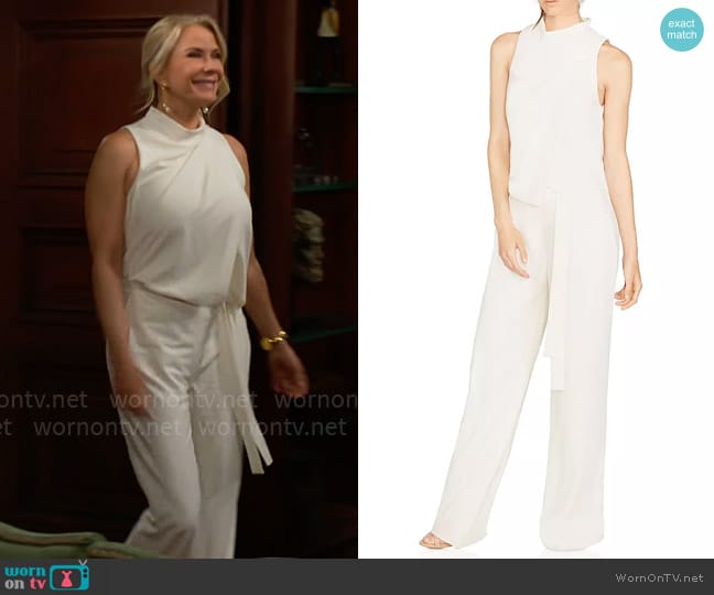 Halston Sleeveless Cowl-Neck Draped Jumpsuit worn by Brooke Logan (Katherine Kelly Lang) on The Bold and the Beautiful