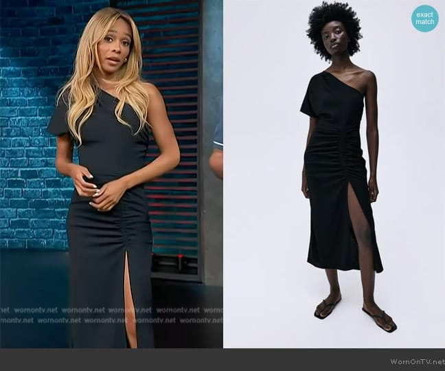 H&M Draped One-shoulder Dress worn by Zuri Hall on Access Hollywood