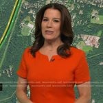 Heather’s red dress with gold zipper pocket on Good Morning America