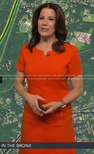 Heather's red dress with gold zipper pocket on Good Morning America