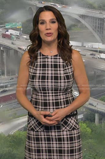 Heather's black plaid sleeveless dress on Good Morning America