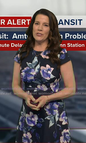 Heather's navy floral print dress on Good Morning America