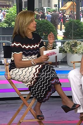 Hoda’s black leather wedge sandals on Today