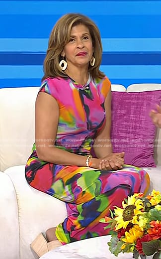 Hoda's multicolor dyed printed dress on Today