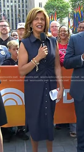 WornOnTV Hoda s navy sleeveless shirtdress on Today Hoda Kotb Clothes and Wardrobe from TV