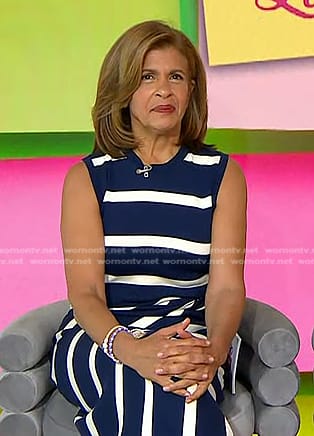 Hoda's navy striped sleeveless dress on Today