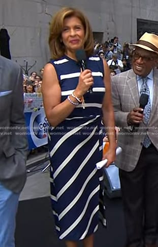 Hoda’s navy striped sleeveless dress on Today