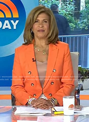 Hoda’s orange double breasted blazer on Today