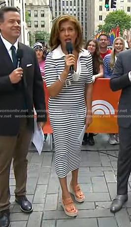 Hoda’s orange leather wedge sandals on Today