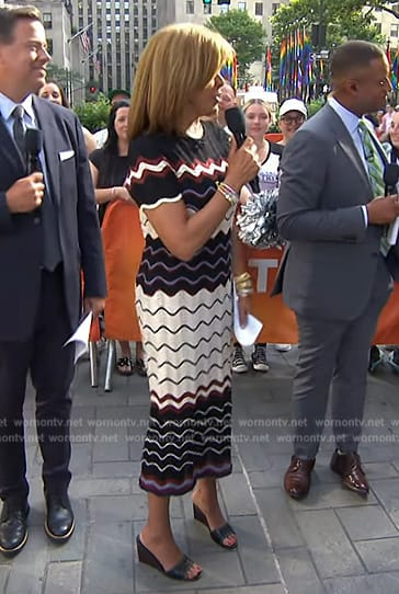 Hoda’s black leather wedge sandals on Today