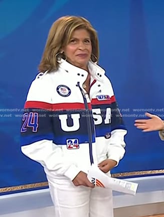 Hoda’s colorblock USA jacket on Today