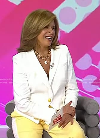 Hoda’s white blazer with gold buttons on Today