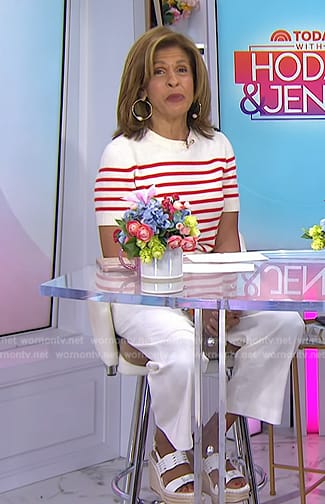 Hoda's white wedge sandals on Today