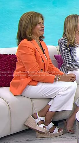 Hoda’s white wedge sandals on Today