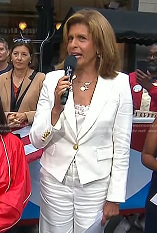 Hoda's white blazer with gold buttons on Today