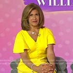 Hoda’s yellow button front v-neck dress on Today