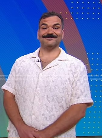 Ian Karmel's white crochet shirt on Good Morning America