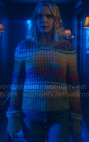 Imogen’s striped chunky knit sweater on Pretty Little Liars Original Sin