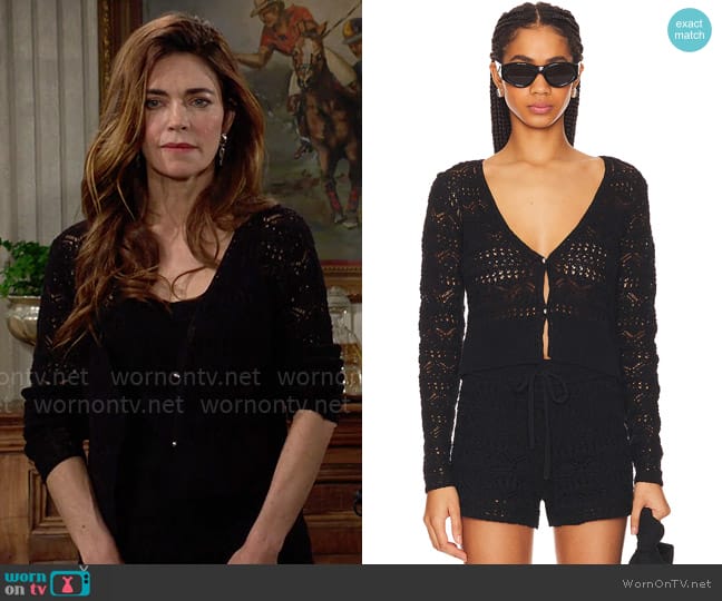 IRO Leylae Cardigan worn by Victoria Newman (Amelia Heinle) on The Young and the Restless