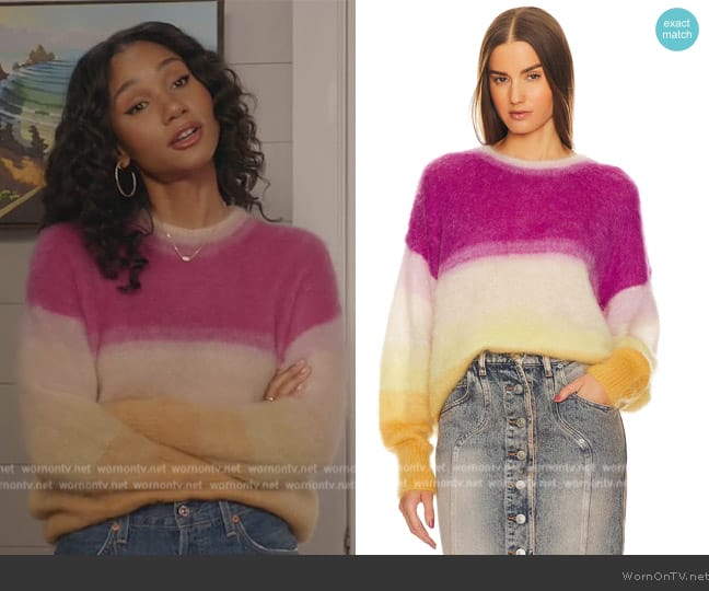 Marant Etoile Drussell ombre-effect jumper worn by Layla Keating (Greta Onieogou) on All American