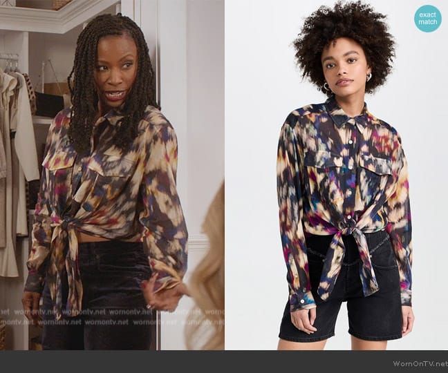 Isabel Marant Etoile Maria Print Cotton Shirt worn by Grace James (Karimah Westbrook) on All American