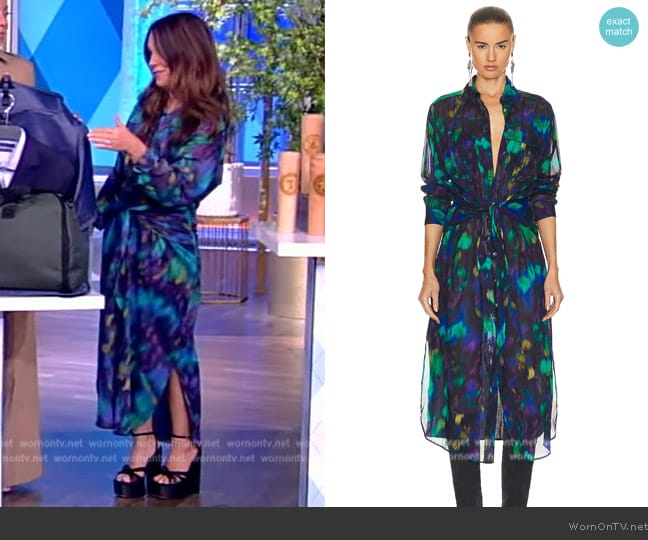 Isabel Marant Etoile Blue Green Nesly Watercolor Dress worn by Gretta Monahan on The View