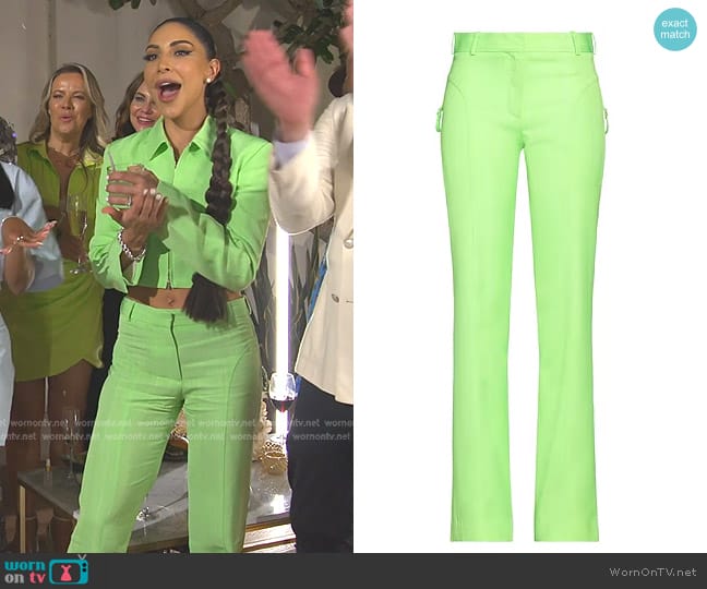 Jacquemus Meloia Straight-Leg Trousers in Light green worn by Taleen Marie (Taleen Marie) on The Real Housewives of Dubai