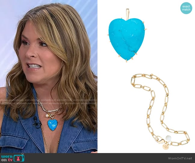 Jane Win LOVE Carry Your Heart Pendant and Wheels of Fortune Chain worn by Jenna Bush Hager on Today