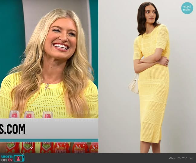 Jason Wu Collective Yellow Knit Midi Dress worn by Ashley Bellman on CBS Mornings