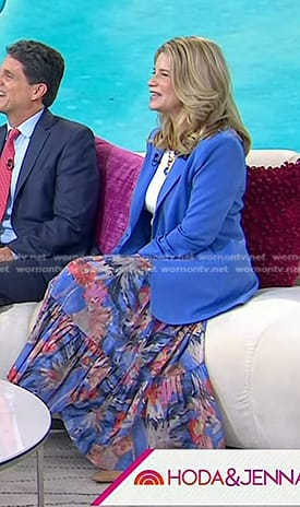 Jeanne Shriver's blue floral print skirt on Today