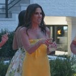 Jenn Fessler’s yellow tie front jumpsuit on The Real Housewives of New Jersey