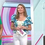 Jenna’s floral puff sleeve top and white pants on Today