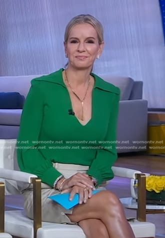 WornOnTV: Jennifer’s green blouse and beige shorts on Good Morning ...